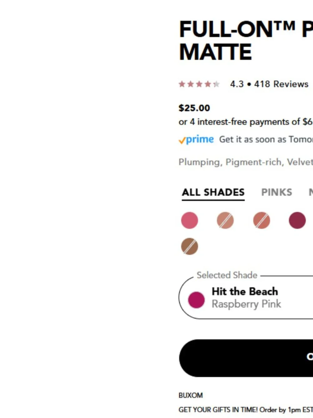 Buxom Full-On Plumping Lip Matte — HIT THE BEACH
